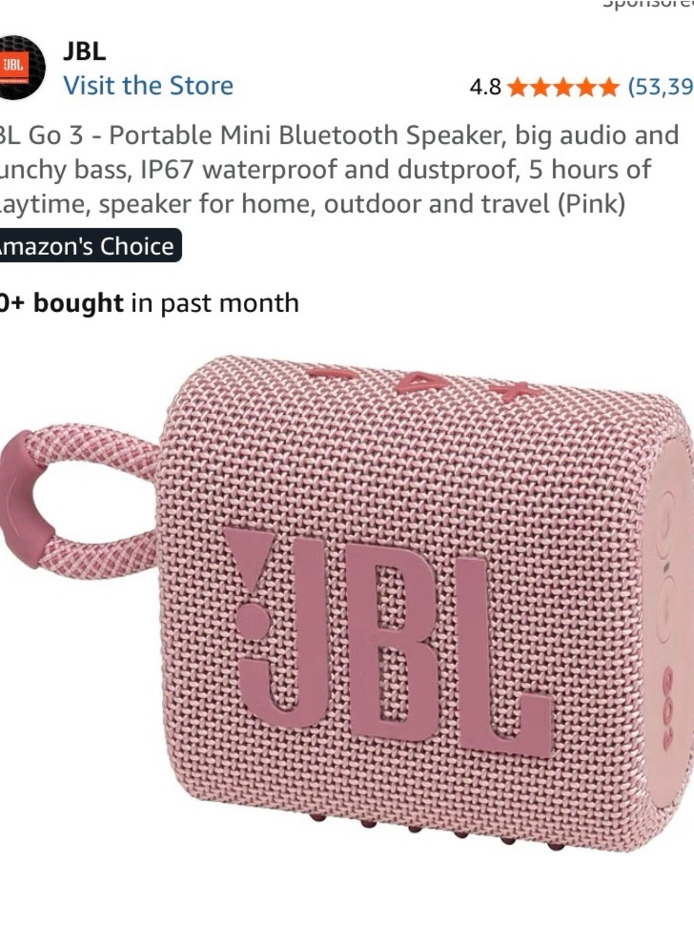 JBL Go 3 Portable Bluetooth Speaker - Pink new 🆕 in original sealed package